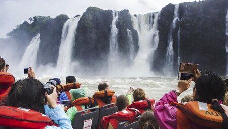 Boat trip under the waterfalls at Iguazu Falls aka Iguassu Falls or Cataratas del Iguazu Misiones Province Argentina_2