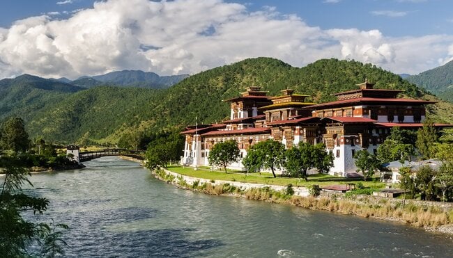 Der PunakhaDzong am Zusammenfluss von Pho Chhu and Mo Chhu