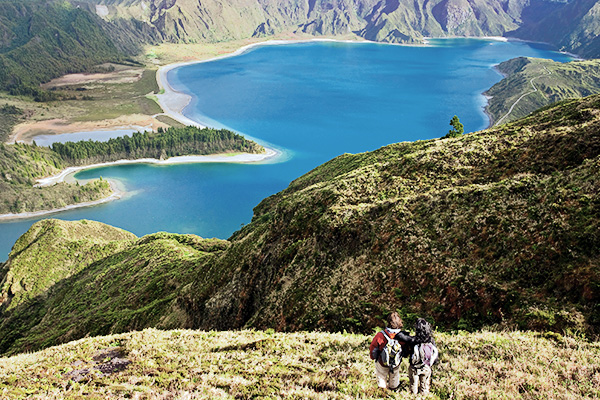 Blick auf den Fogo Lake auf São Miguel, Azoren, Portugal